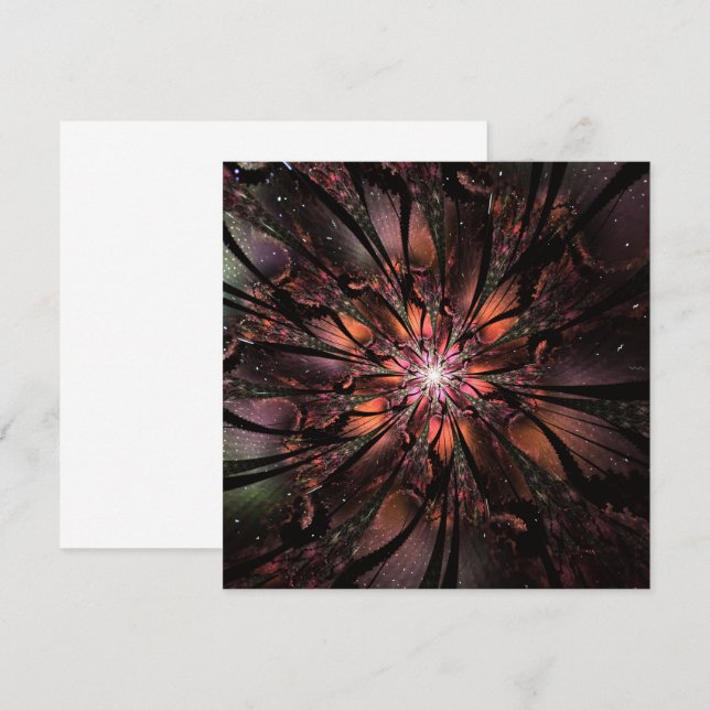 Tarjeta Flor de fantasía fractal suave y delicada (Anverso / Reverso)