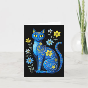 Tarjeta Flor de gato ucraniana vintage bandera ucraniana V
