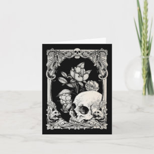 Tarjeta Flor de Gótico de cráneo de Halloween Flor gótica 