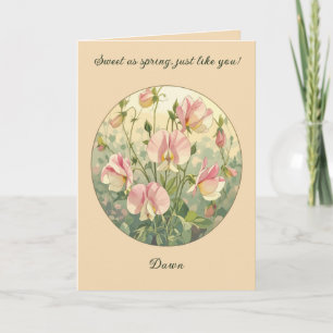 Tarjeta Flor de Guisante Dulce Art Nouveau