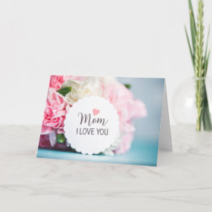 Tarjeta Flor de hembra rosa Feliz Día de la Madre Flores