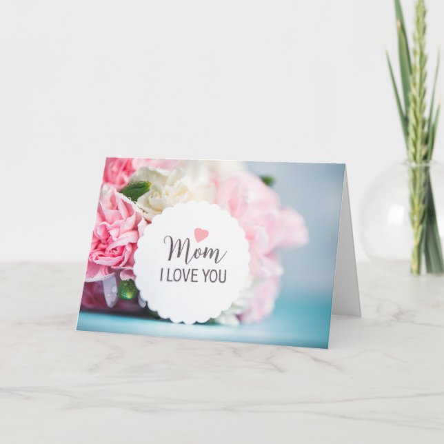 Tarjeta Flor de hembra rosa Feliz Día de la Madre Flores (Anverso)