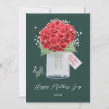 Flor de hidrangea roja rusa feliz día de la madre