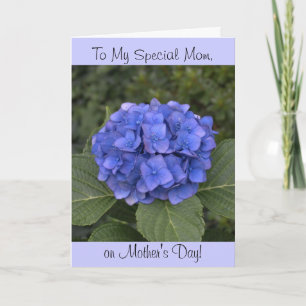 Tarjeta Flor de Hortensia Azul Día de la Madre