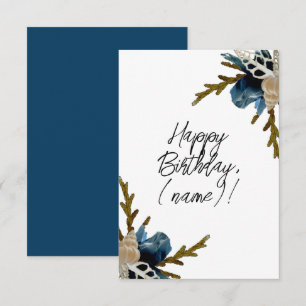 Tarjeta Flor De Iris Costera Elegante Floral Feliz Cumplea