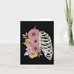 Tarjeta Flor de jaula de la costilla de esqueleto Disfrace