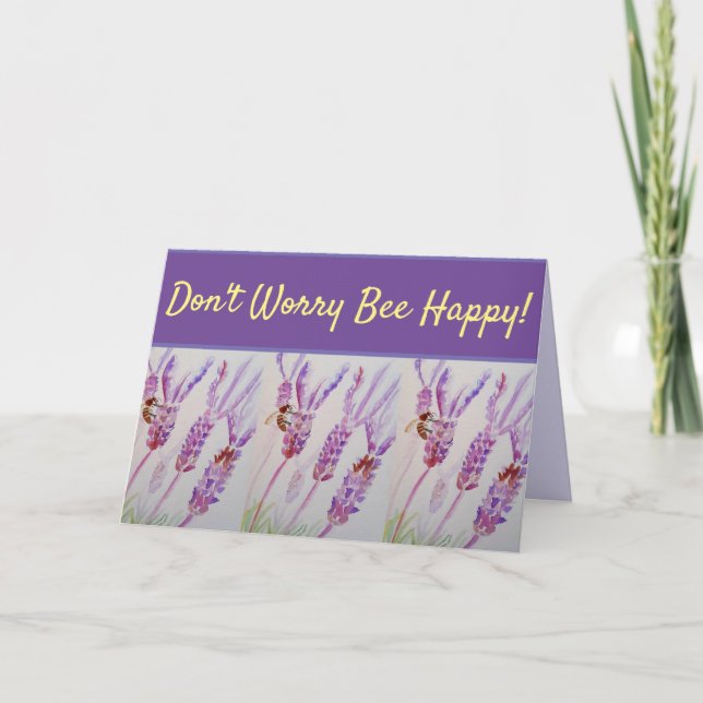 Tarjeta Flor de lavanda no te preocupes por ser feliz (Anverso)