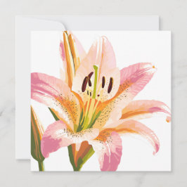 Tarjeta Flor de lirio rosa | Pintura floral en acuarela