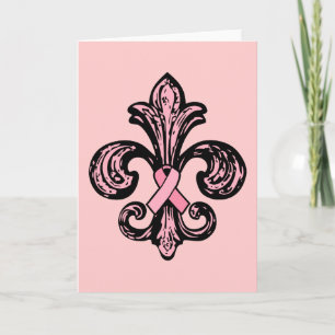 Tarjeta Flor de lis rosada de la cinta