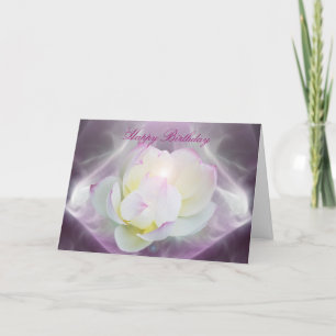 Tarjeta Flor de loto blanco feliz cumpleaños