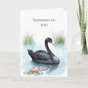Tarjeta Flor de Loto Cisne Negro Pensando en ti