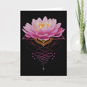 Tarjeta Flor de Loto Espiritual Unalome Meditación Zen Yog