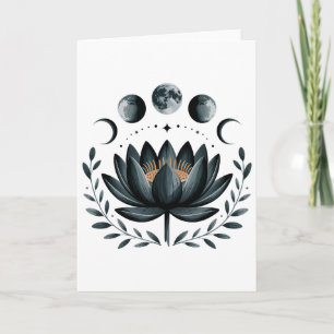 Tarjeta Flor de Loto Fases Lunares Zen Amante del Yoga Esp