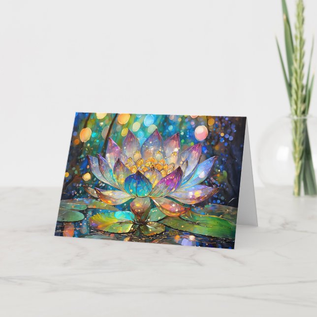 Tarjeta Flor de Loto Iluminada en Floración (Anverso)