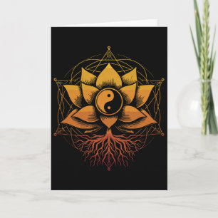 Tarjeta Flor de Loto Yin Yang Geometría Sagrada Espiritual