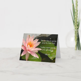 Tarjeta Flor de Lotus con la cita de Rumi en el