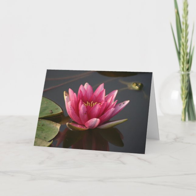 Tarjeta Flor de Lotus con rana (Anverso)