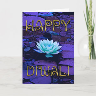 Tarjeta Flor de Lotus floral púrpura de la tipografía
