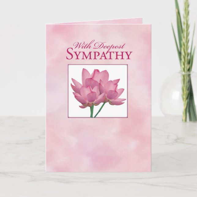 Tarjeta Flor de Lotus rosa de simpatía (Anverso)