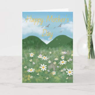 Tarjeta Flor de margarita acuarela Feliz Día de la Madre