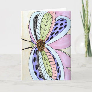 Tarjeta Flor de Mariposa en Blanco