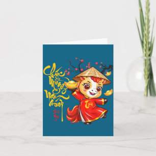 Tarjeta Flor de Melocotón Año Nuevo Lunar Vietnamita Cabal