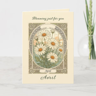 Tarjeta Flor de nacimiento de abril estilizada Daisy