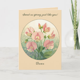 Tarjeta Flor de nacimiento de Sweet Pea Elegancia