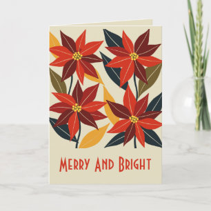 Tarjeta Flor de Navidad Poinsettia de mediados de siglo vi