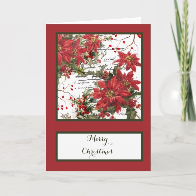 Tarjeta Flor de Nochebuena y acebo (Anverso)