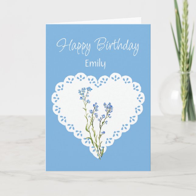 Tarjeta Flor de nome personalizado de cumpleaños No me olv (Anverso)