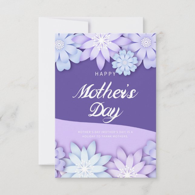 Tarjeta Flor de origami morada creativa para el Día de la  (Anverso)