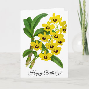 Tarjeta Flor de orquídea amarilla vintage personalizada