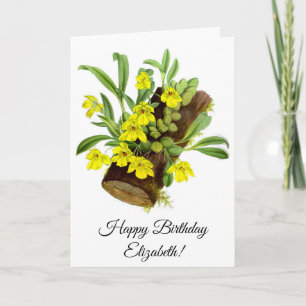 Tarjeta Flor de orquídea amarilla vintage personalizada