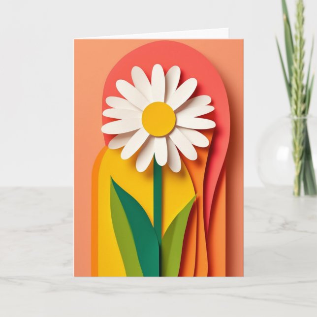 Tarjeta Flor de papel en capas (Anverso)