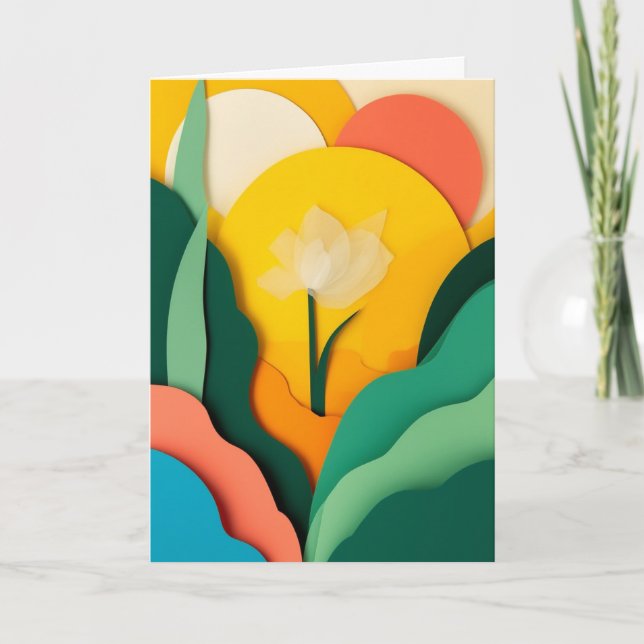 Tarjeta Flor de papel iluminada por el sol (Anverso)