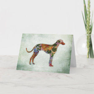 Tarjeta Flor De Perro Greyhound En Verde