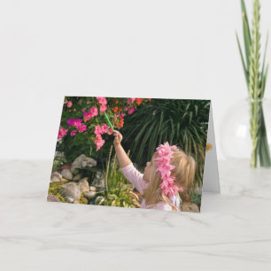 Tarjeta Flor de pintura Chica de cumpleaños