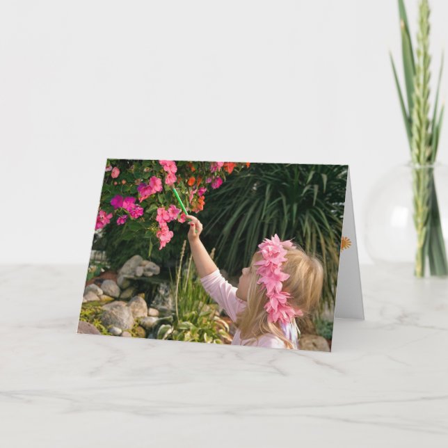 Tarjeta Flor de pintura Chica de cumpleaños (Anverso)