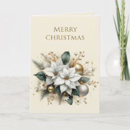 Tarjeta Flor de Poinsettia de Navidad elegante festiva 