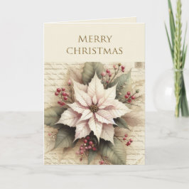 Tarjeta Flor de Poinsettia de Navidad elegante festivo 