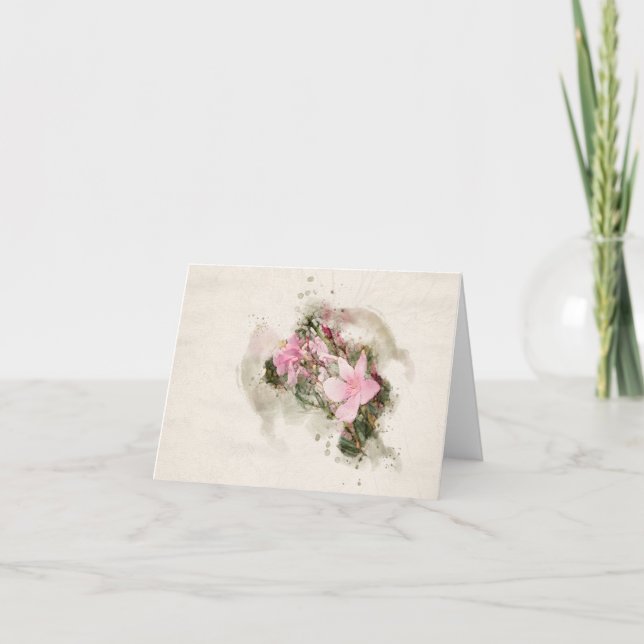 Tarjeta Flor de Rosa Laurel (Anverso)