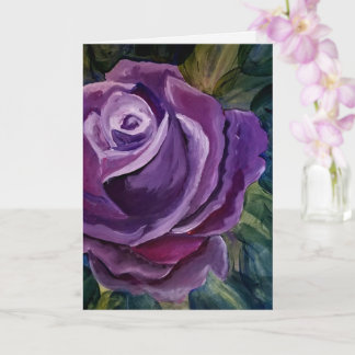 Tarjeta Flor de Rosa Púrpura Solitaria