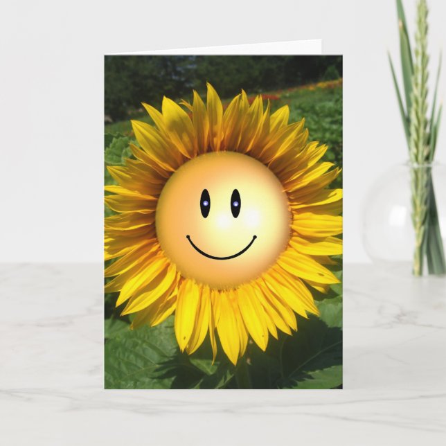 Tarjeta Flor de sol feliz (Anverso)