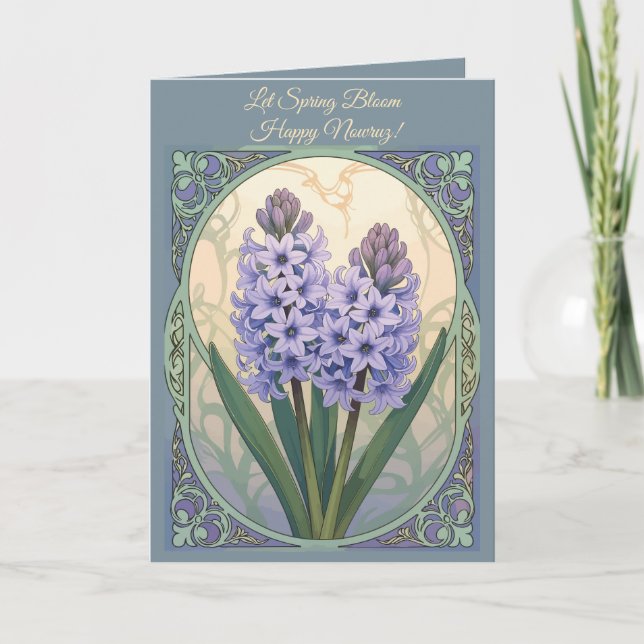 Tarjeta Flor de Sonbol Lila Jacinto de Nowruz (Anverso)