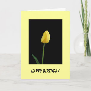 Tarjeta flor de tulipano amarillo de cumpleaños feliz