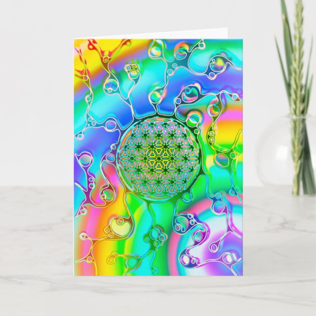 Tarjeta Flor De Vida - Formas Coloridas 1 (Anverso)