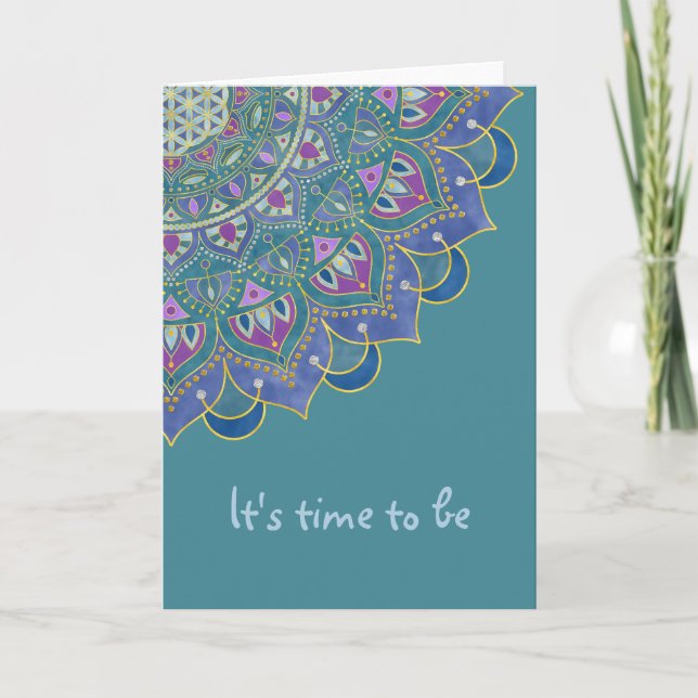 Tarjeta Flor De Vida - Mandala Estilo India 1 (Anverso)