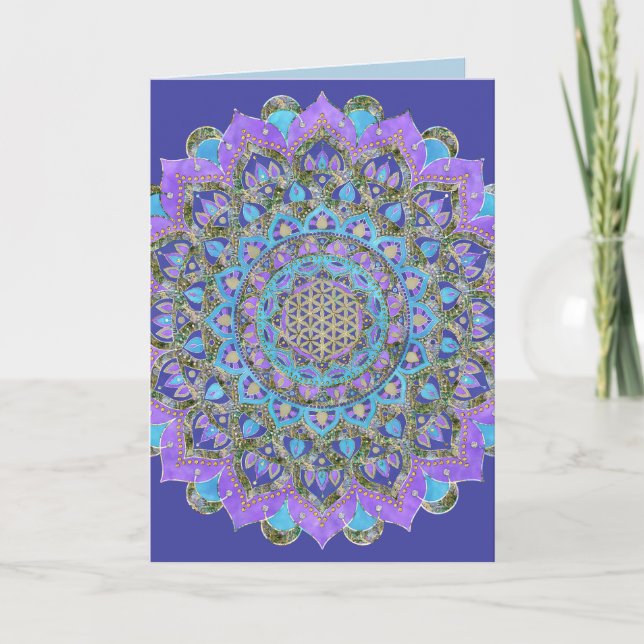 Tarjeta Flor De Vida - Mandala Estilo India 2 (Anverso)