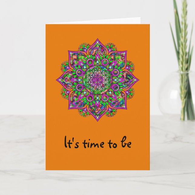 Tarjeta Flor de vida - Mandala india 1 (Anverso)